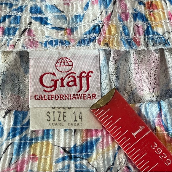 Graff California Floral Vintage 80s‎ Pastel Prairie Skirt Pockets sz 14 Made USA - Picture 6 of 14